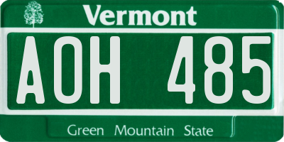 VT license plate AOH485