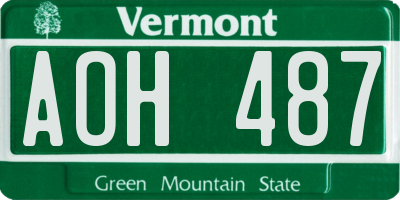 VT license plate AOH487