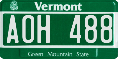 VT license plate AOH488