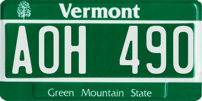 VT license plate AOH490