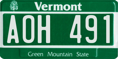 VT license plate AOH491