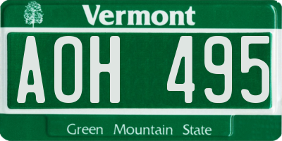 VT license plate AOH495