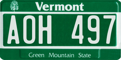 VT license plate AOH497