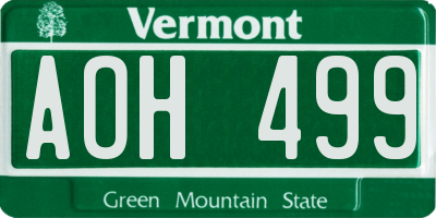 VT license plate AOH499