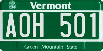 VT license plate AOH501