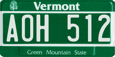 VT license plate AOH512