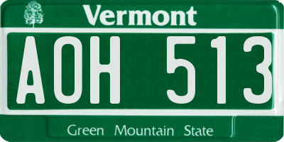 VT license plate AOH513