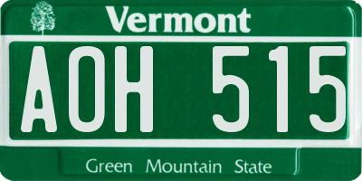 VT license plate AOH515