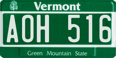 VT license plate AOH516
