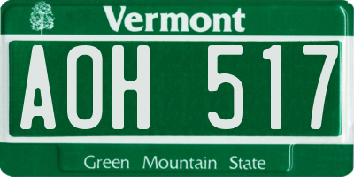 VT license plate AOH517