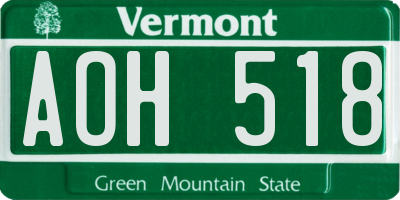 VT license plate AOH518