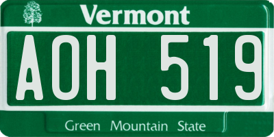 VT license plate AOH519