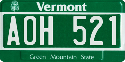 VT license plate AOH521