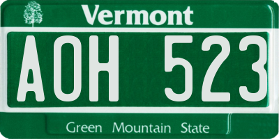 VT license plate AOH523