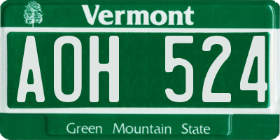 VT license plate AOH524