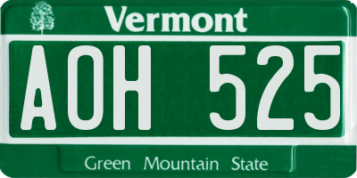 VT license plate AOH525