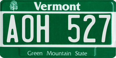 VT license plate AOH527