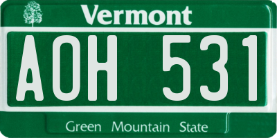 VT license plate AOH531