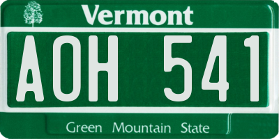 VT license plate AOH541