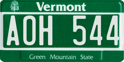 VT license plate AOH544