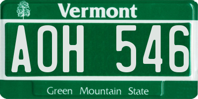 VT license plate AOH546