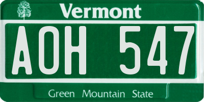 VT license plate AOH547