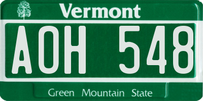 VT license plate AOH548