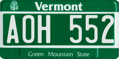 VT license plate AOH552
