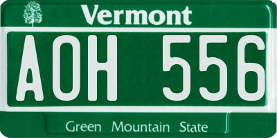 VT license plate AOH556