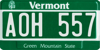 VT license plate AOH557