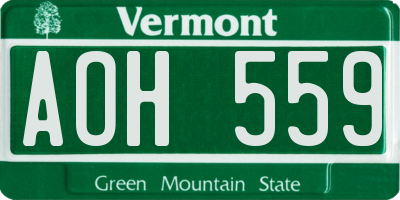 VT license plate AOH559