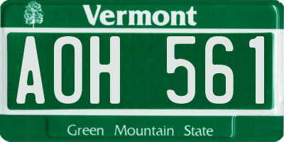 VT license plate AOH561