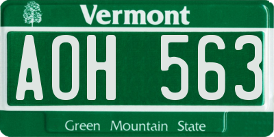 VT license plate AOH563