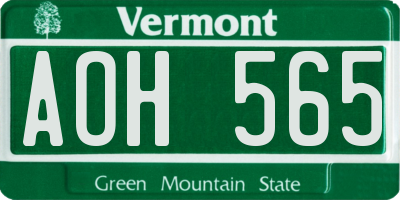 VT license plate AOH565
