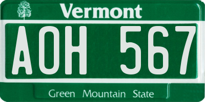 VT license plate AOH567