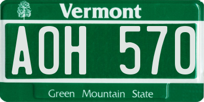 VT license plate AOH570