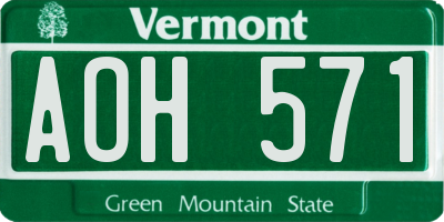 VT license plate AOH571