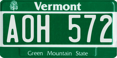 VT license plate AOH572