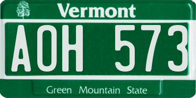 VT license plate AOH573