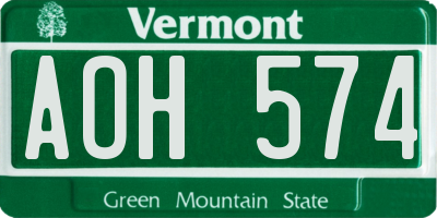 VT license plate AOH574