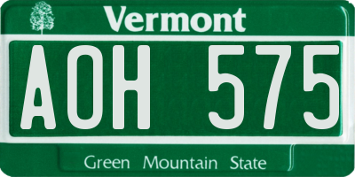 VT license plate AOH575