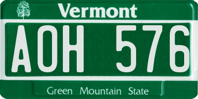 VT license plate AOH576