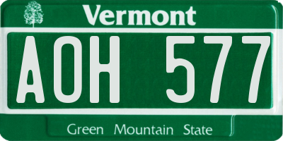 VT license plate AOH577