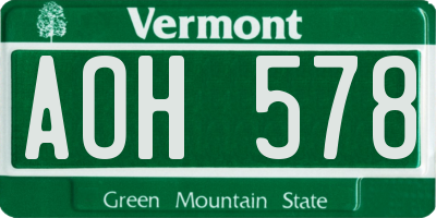 VT license plate AOH578