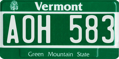 VT license plate AOH583