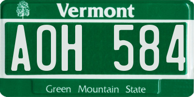 VT license plate AOH584