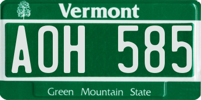 VT license plate AOH585