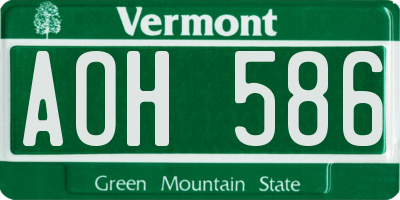 VT license plate AOH586