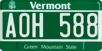 VT license plate AOH588