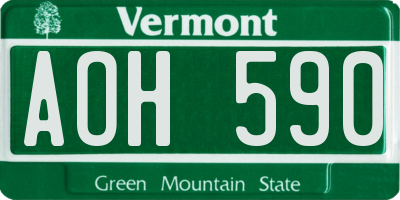 VT license plate AOH590